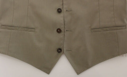 Dolce & Gabbana Elegant Beige Cotton Dress Vest authentic and crafted from 100% premium cotton