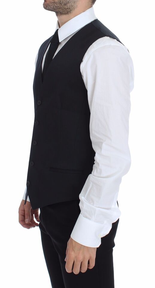 Dolce & Gabbana Elegant Blue Cotton Stretch Dress Vest single breasted model