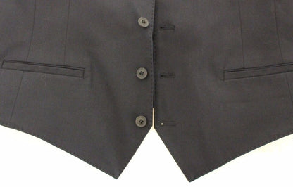 Dolce & Gabbana Elegant Blue Cotton Stretch Dress Vest made in Italy for the discerning gentleman