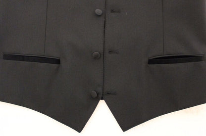 Stunning Black Wool Silk Dress Vest from Prestigious MainLine Collection