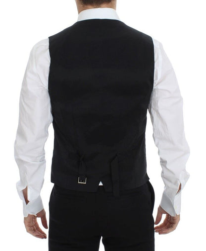 Timeless Black Wool Silk Dress Vest with Sleek Single-Breasted Design