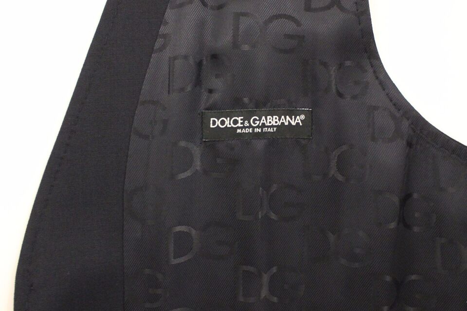 Dolce & Gabbana Elegant Blue Cotton Stretch Dress Vest with Button Closure