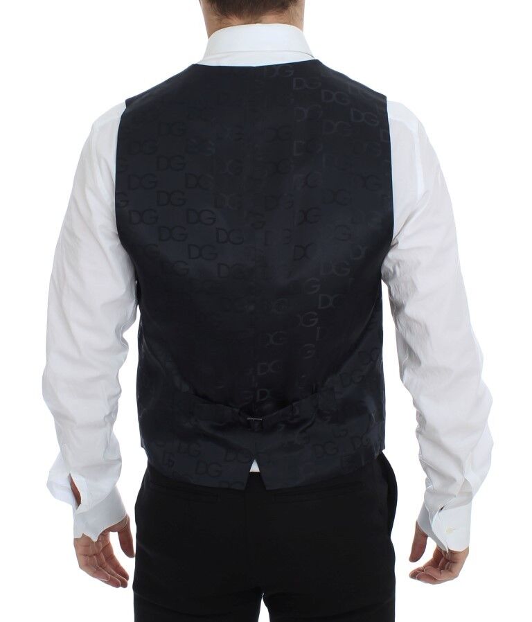 Dolce & Gabbana elegant blue cotton stretch dress vest with sophisticated design