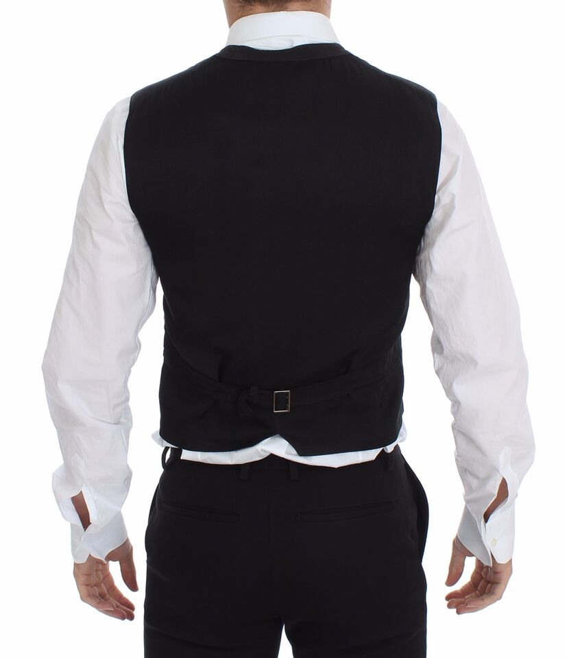 Dolce & Gabbana Elegant Black Dress Vest with Tailored Fit and Embellished Buttons