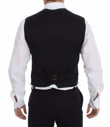 Dolce & Gabbana Elegant Black Dress Vest with Tailored Fit and Embellished Buttons