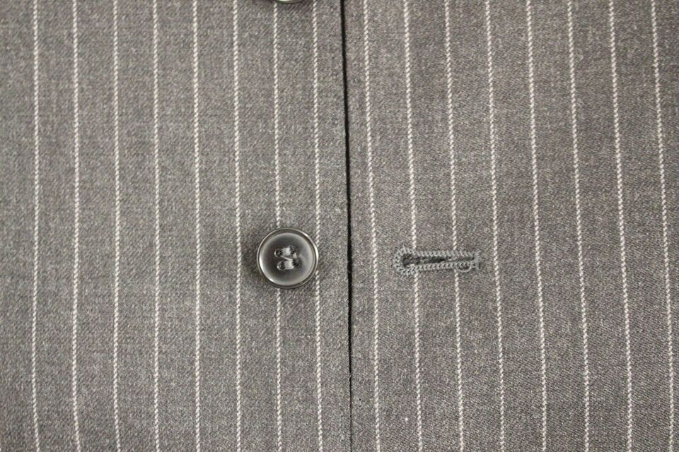  Italian-made gray wool vest with adjustable back waist strap 