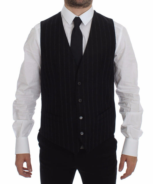 Black striped single breasted dress vest from Dolce & Gabbana's MainLine collection