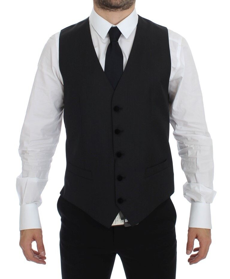 Dolce & Gabbana gray wool dress vest with full front button closure
