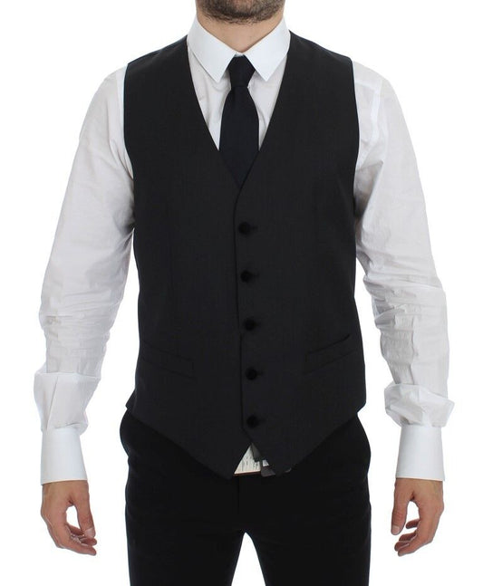 Dolce & Gabbana gray wool dress vest with full front button closure