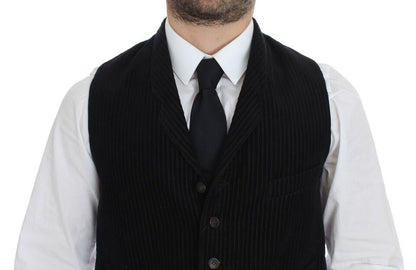 Elegant Black Manchester Pattern Dolce & Gabbana Dress Vest for formal attire enhancement