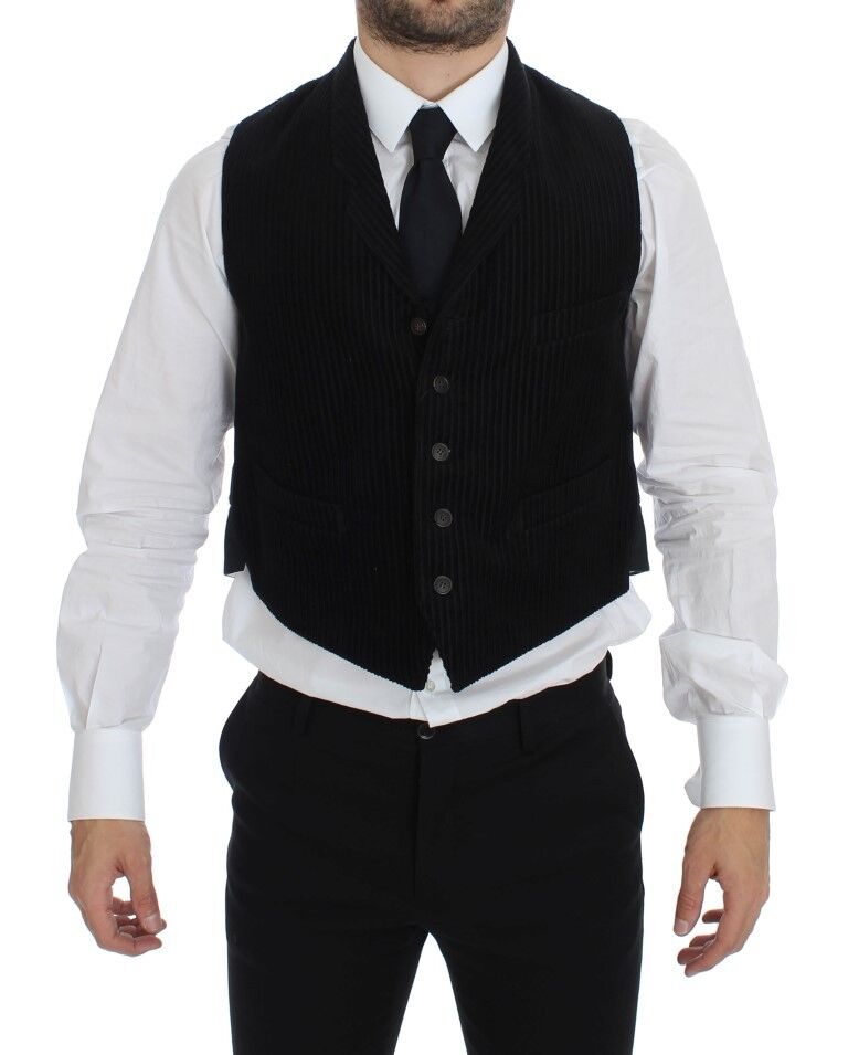 Dolce & Gabbana Elegant Black Manchester Dress Vest crafted from luxurious 100% cotton