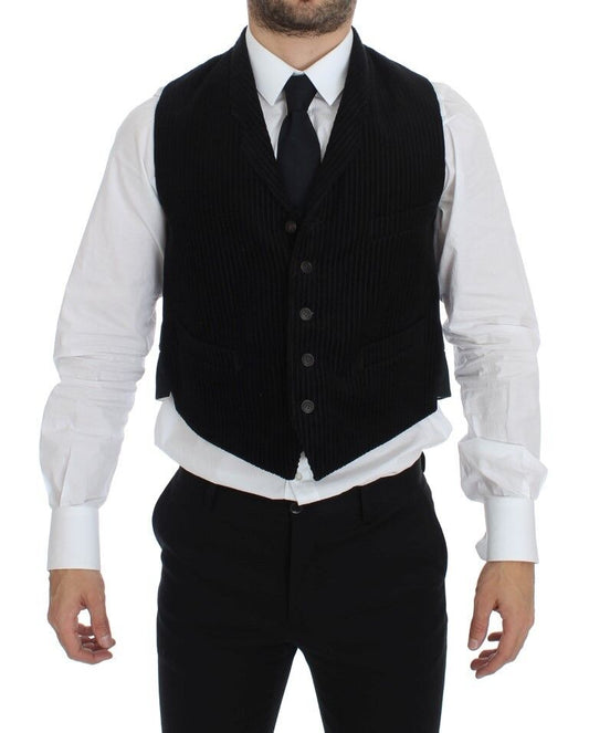 Dolce & Gabbana Elegant Black Manchester Dress Vest crafted from luxurious 100% cotton