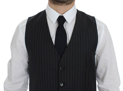 Elegant Gray Dress Vest from Dolce & Gabbana's MainLine Collection, a Testament to Timeless Style and Luxury