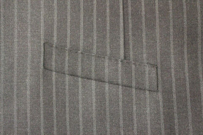 Gray Striped Wool Vest by Dolce & Gabbana, Guaranteed to Fit Perfectly with Single-Breasted Design and Adjustable Back Waist Strap
