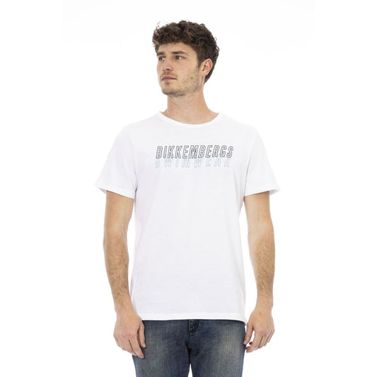 Elevate your wardrobe with Bikkembergs White Cotton Men T-Shirt front print