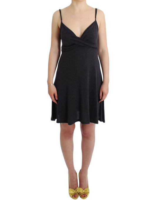 Stunning Costume National Chic Gray Knee-Length Spaghetti Strap Dress