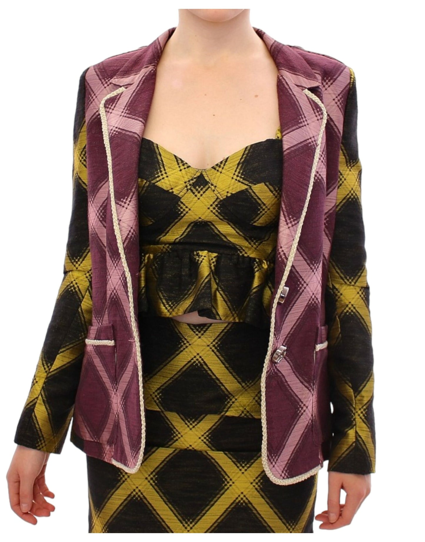 Stylish House of Holland purple checkered jacket blazer for women