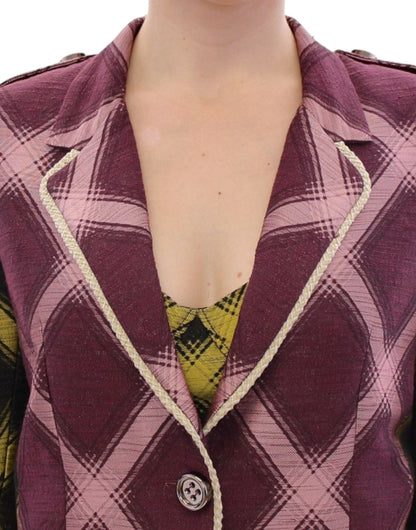 House of Holland Chic Purple Checkered Jacket Blazer: Elegant, stylish and versatile blazer for women