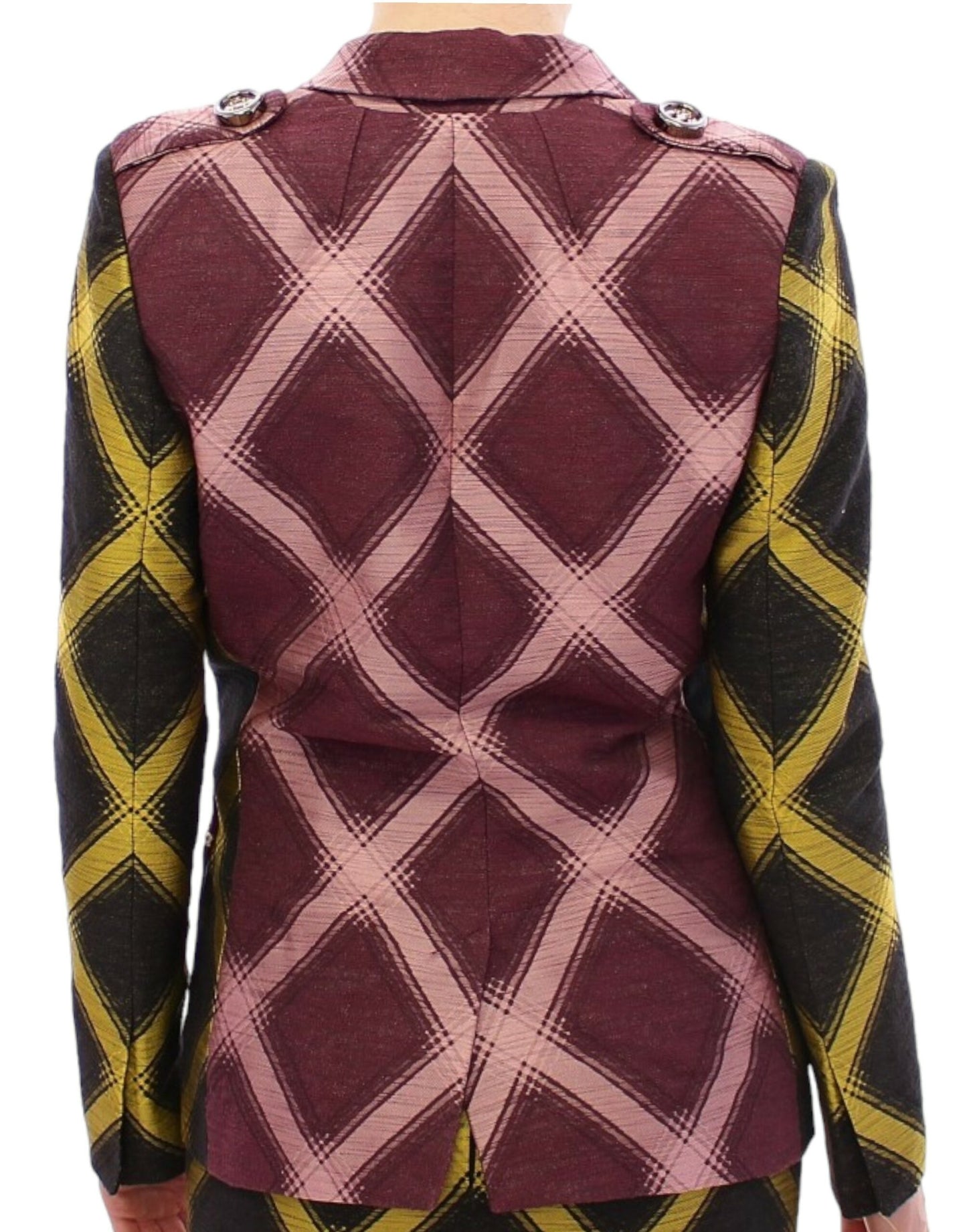 House of Holland Chic Purple Checkered Jacket Blazer, stylish and trendy fashion piece