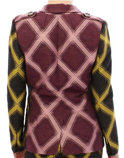 House of Holland Chic Purple Checkered Jacket Blazer, stylish and trendy fashion piece