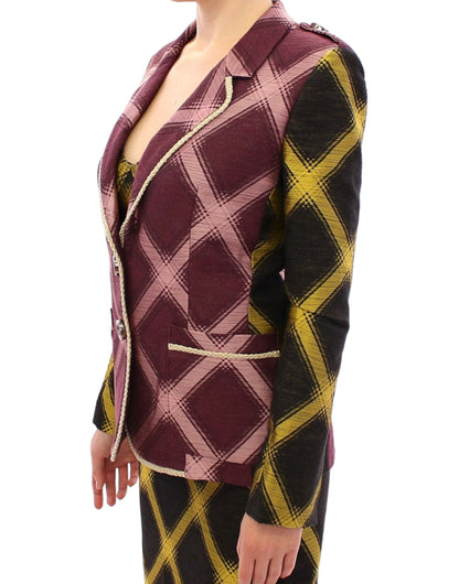 Stylish House of Holland Chic Purple Checkered Jacket Blazer for Women