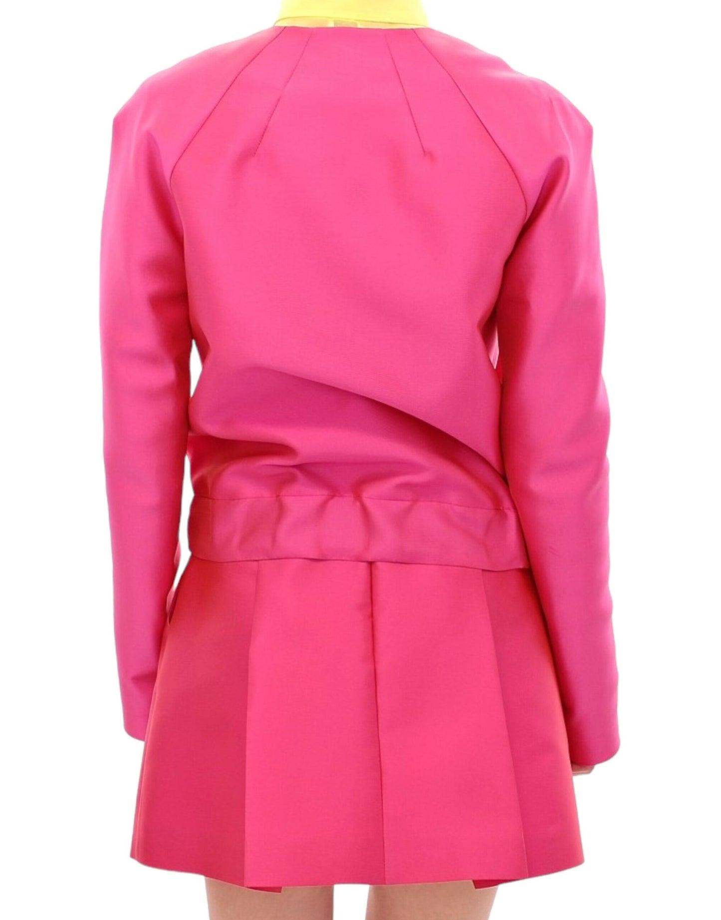 Elegant pink silk blend jacket with a tailored fit and intricate detailing