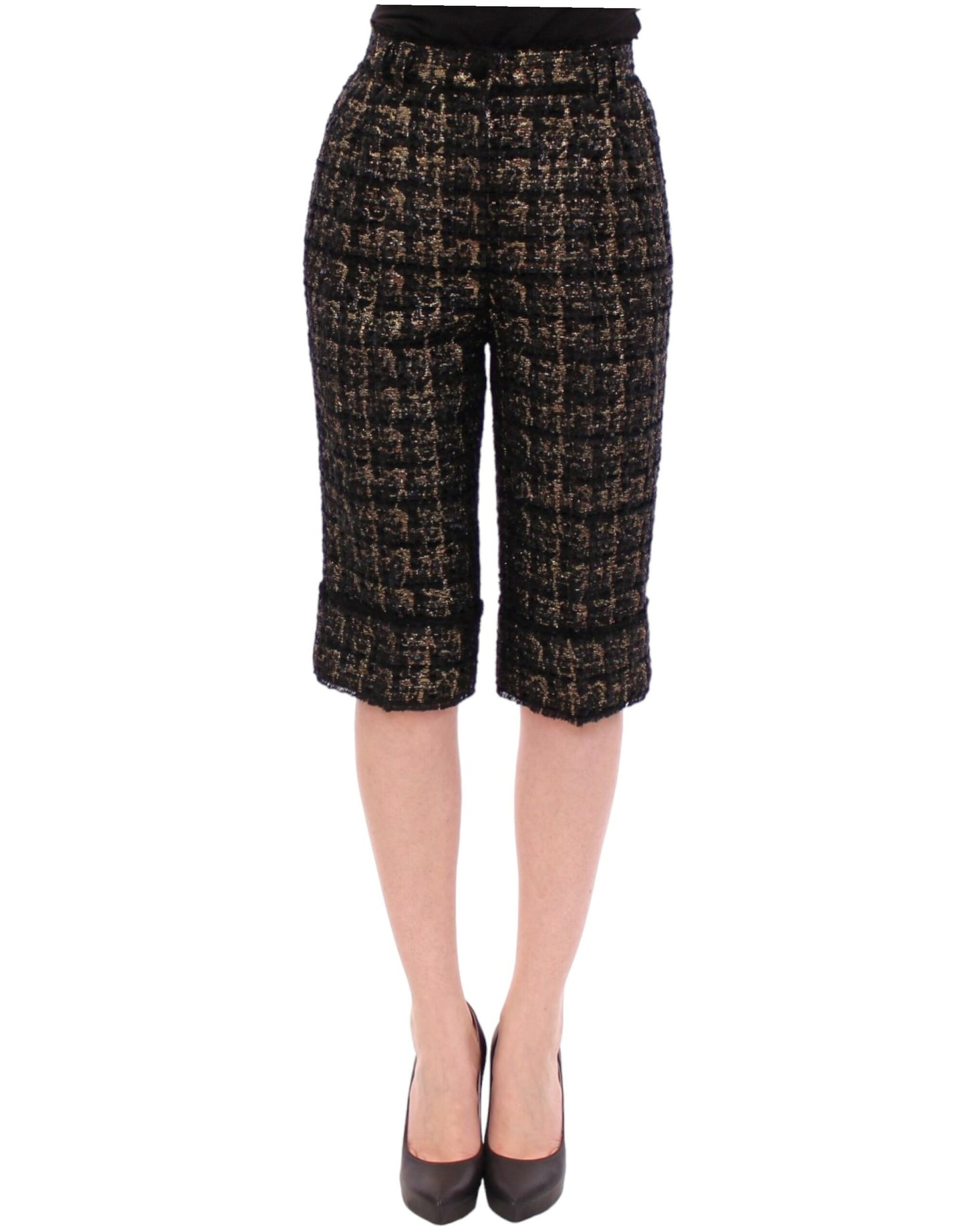 Dolce & Gabbana Elegant Designer Woven Shorts in Black