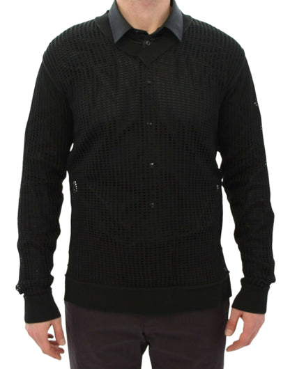 Italian-made sweater epitomizing sophisticated aesthetic with handsome perforated design