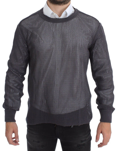 Dolce & Gabbana Light Purple Crew-Neck Netted Sweater in 100% Cotton from Italy