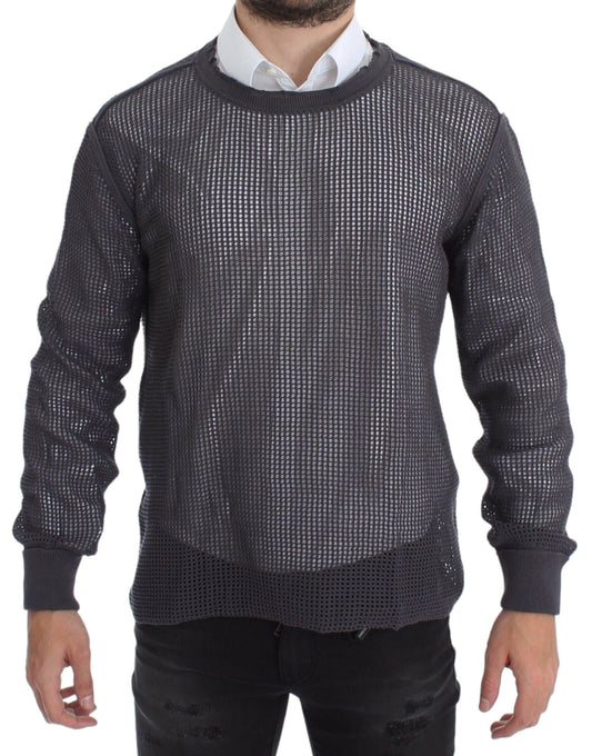 Dolce & Gabbana Light Purple Crew-Neck Netted Sweater in 100% Cotton from Italy