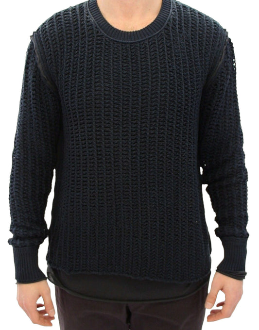 Blue and Black Double Layer Netted Sweater from Dolce & Gabbana