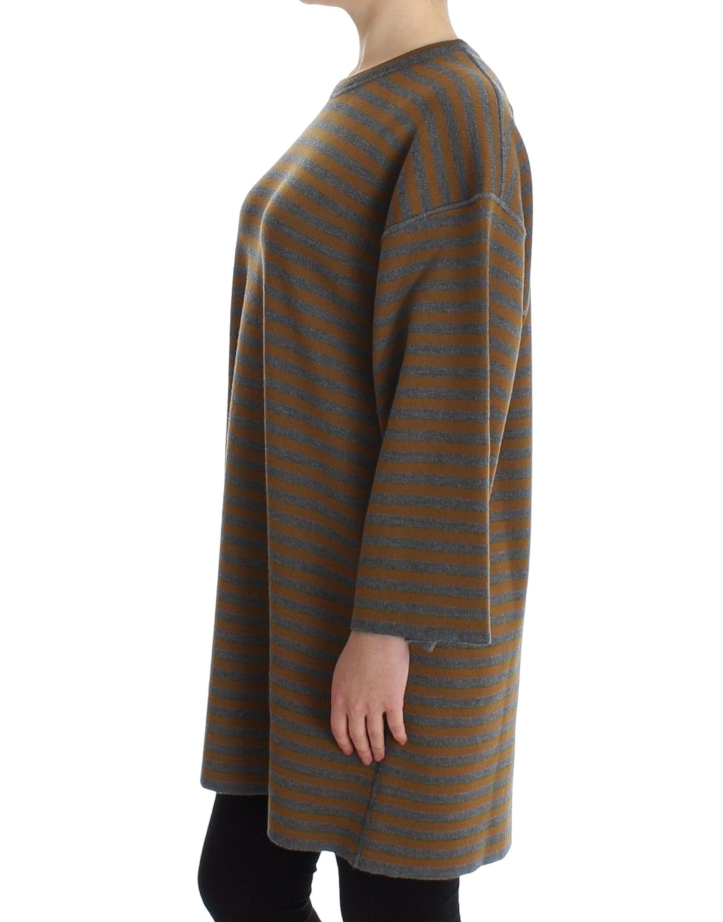 Luxurious Italian craftsmanship in a chic yellow and gray striped pattern