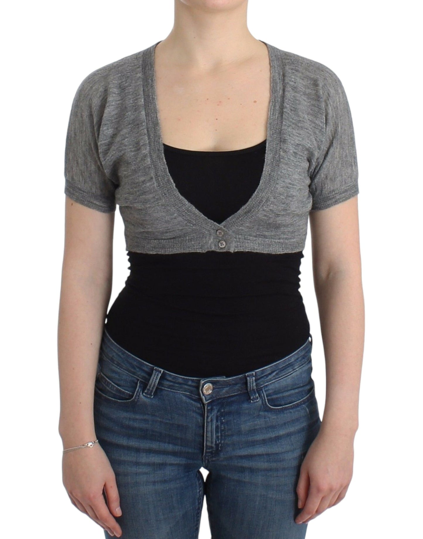 Luxuriously soft blend of Alpaca and Wool Bolero with button closure