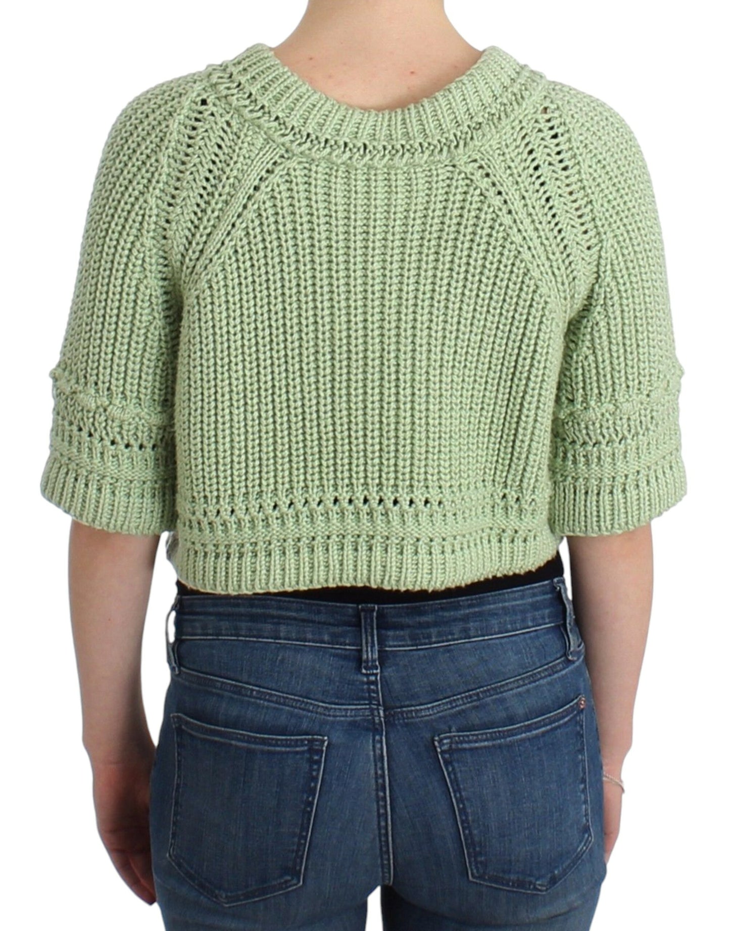 Stylish and vibrant green Cropped Sweater with Italian elegance