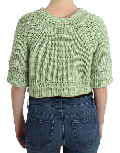 Stylish and vibrant green Cropped Sweater with Italian elegance