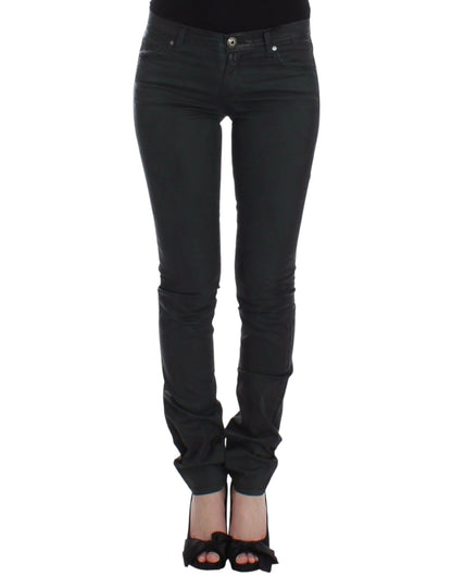 Ermanno Scervino dark green slim fit jeans with subtle logo details