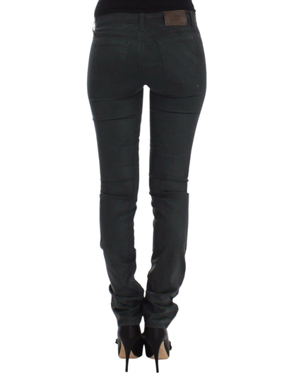 High-quality cotton blend dark green slim-fit jeans for a form-flattering fit