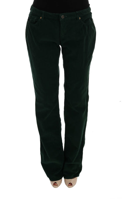 Dolce & Gabbana Elegant Green Cotton Blend Trousers with Zipper and Button Closure