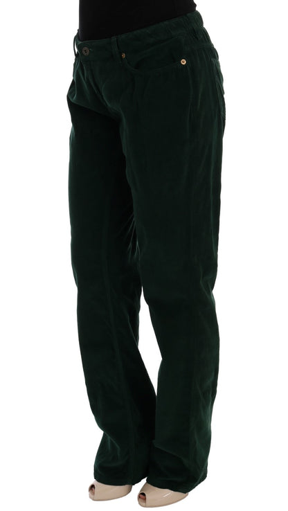 Luxurious green trousers with logo embellishments from Dolce & Gabbana