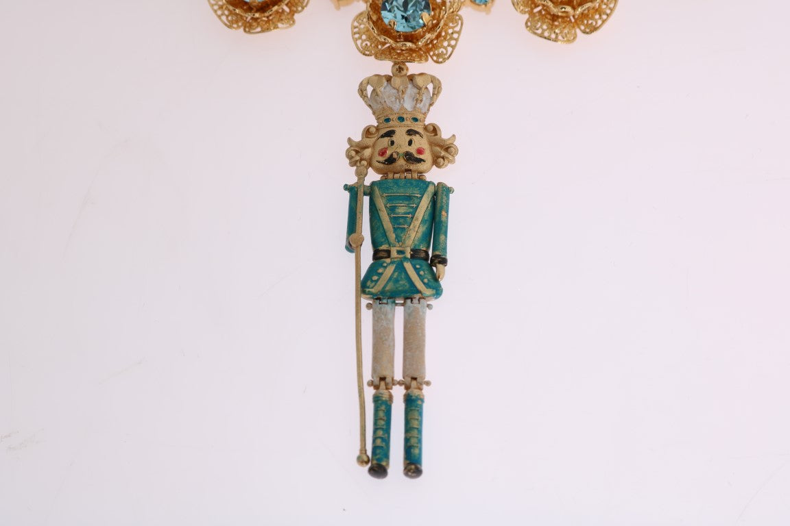 Italian made statement necklace with handpainted Pupi Doll Sicily motive