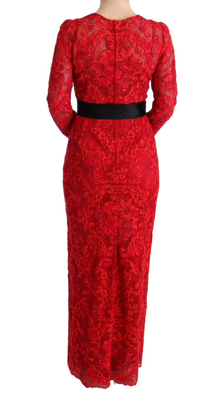 Sophisticated full length dress with black silk waist strap bow