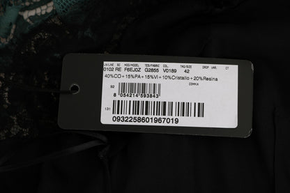 Green sheath dress made of cotton, PA, viscose, crystal, and silk, elastane lining