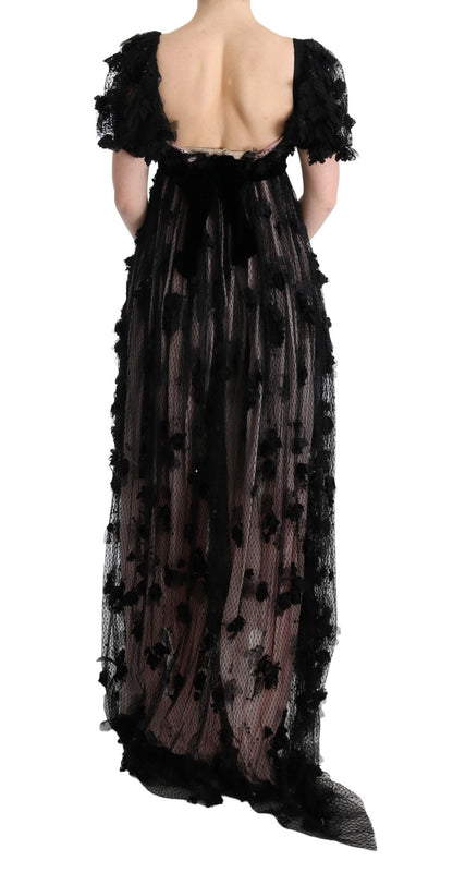 Beautiful Dolce & Gabbana Elegant Floral Applique Full Length Dress for Women