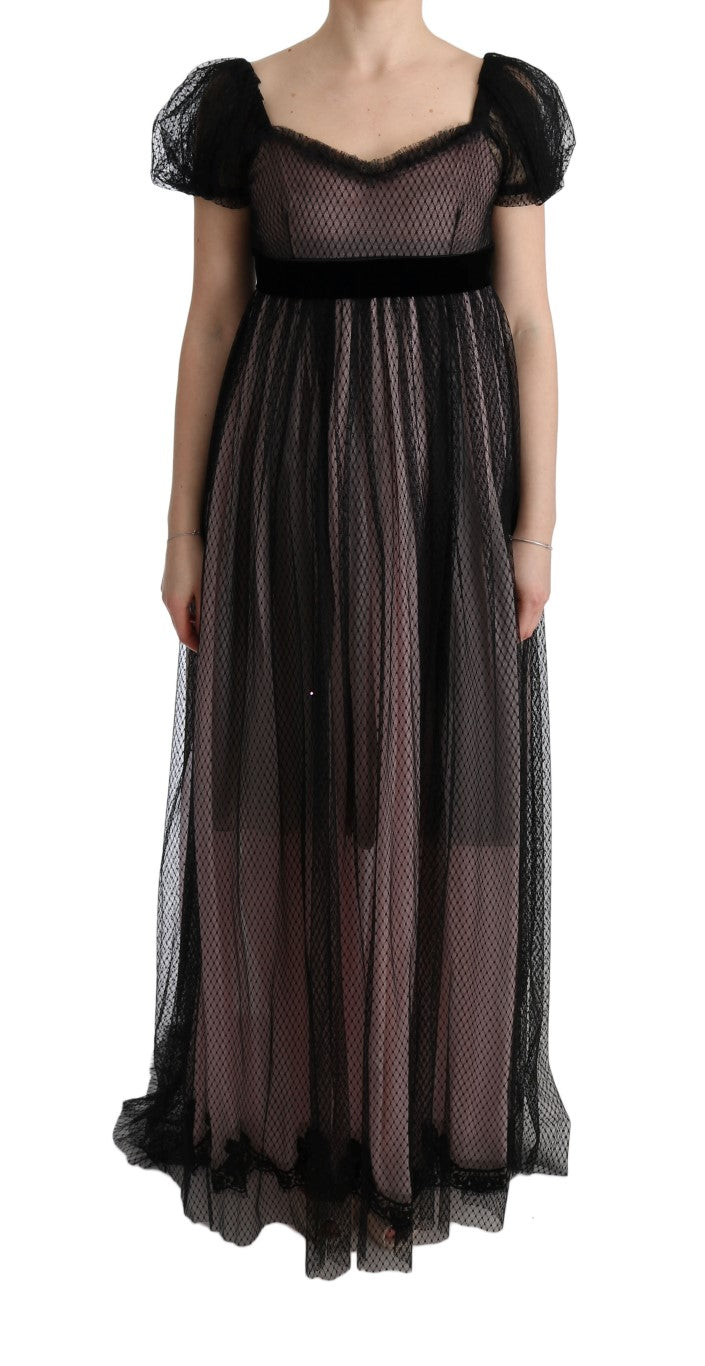 Exquisite Dolce & Gabbana full-length shift dress in elegant black and pink design