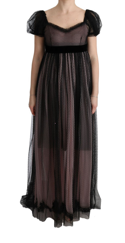 Exquisite Dolce & Gabbana full-length shift dress in elegant black and pink design