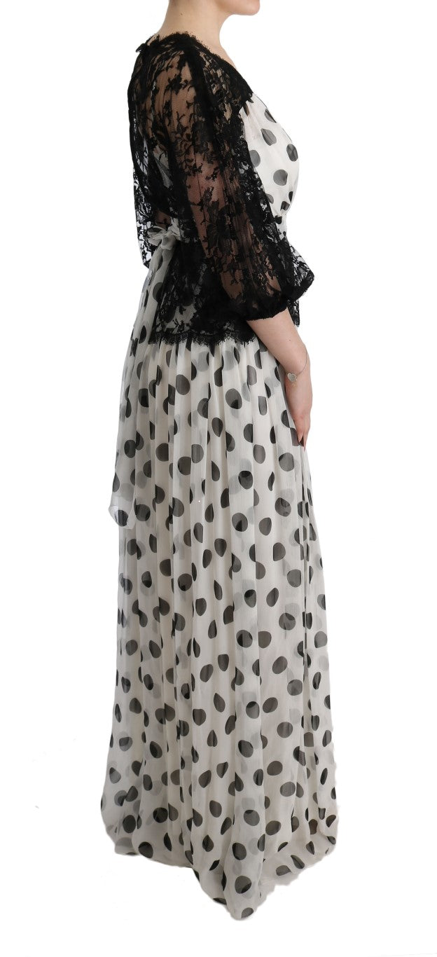 Exquisite black and white polka dotted full-length gown from Dolce & Gabbana