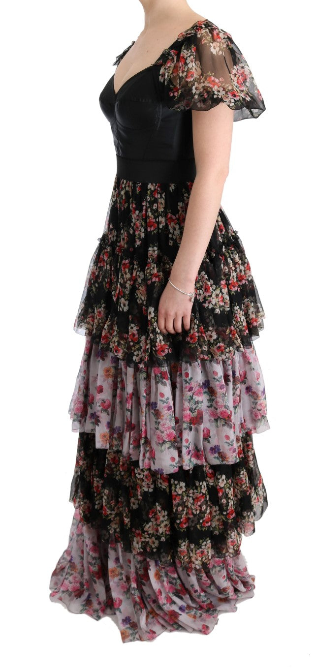 Luxurious full-length profile dress with black silk lining