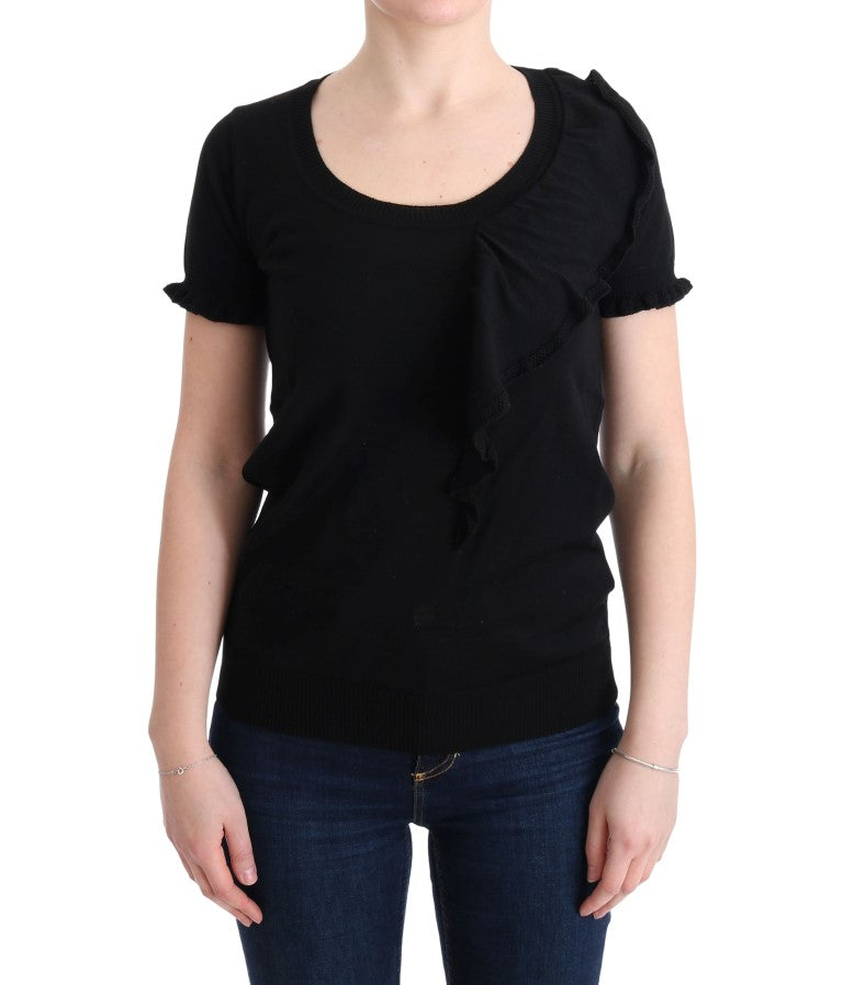 Elegant black lana wool top with a sophisticated and chic design