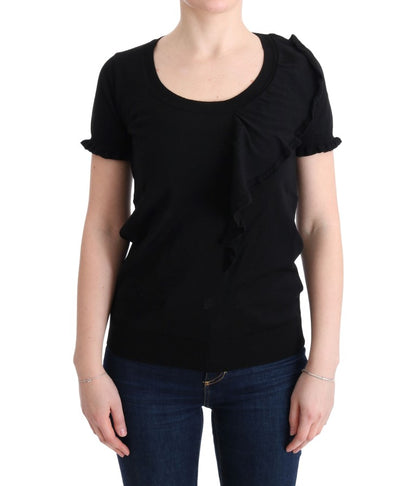 Elegant black lana wool top with a sophisticated and chic design