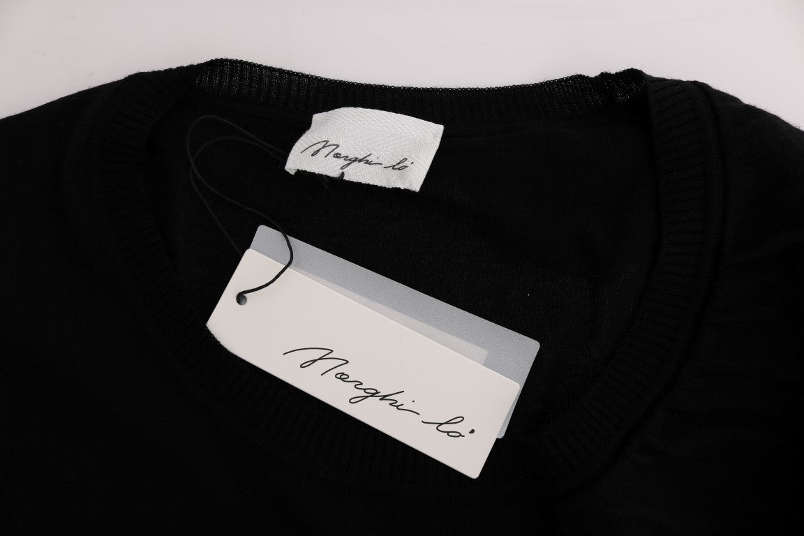 Luxurious black top made of 100% lana wool from Italy